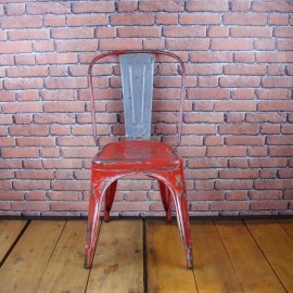 Tolix Chair - Industrial Furniture -  Type A Red/Grey - ITC002