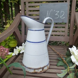 Vintage Enamel Jar - White and Blue
